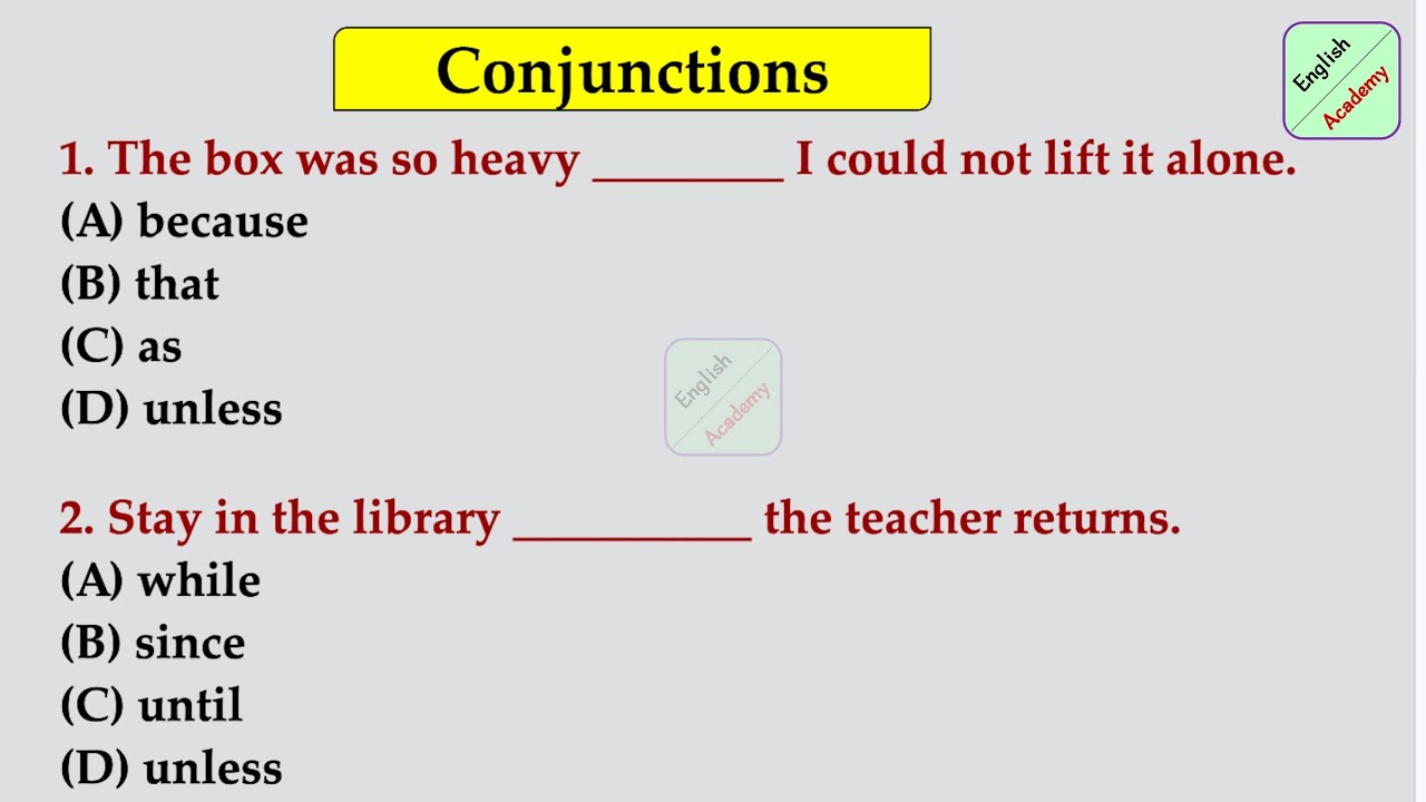 conjunction practice set (8) for All exams #board& competitive  #englishacademybydeepakkr