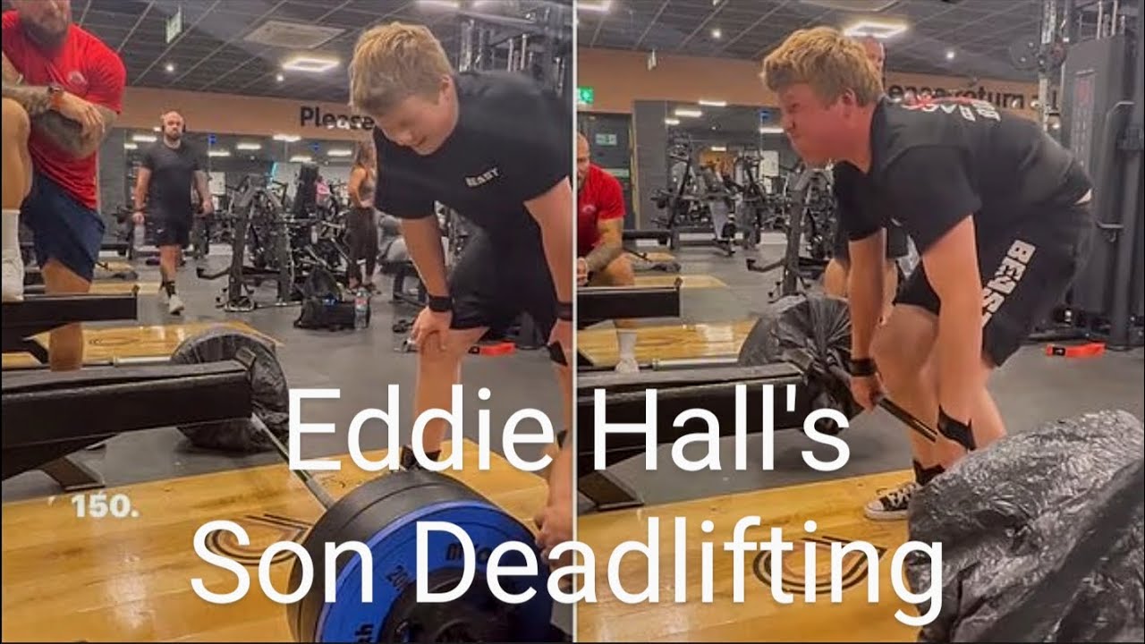 Eddie Hall's Son Deadlifting 150kg (Bad Form)