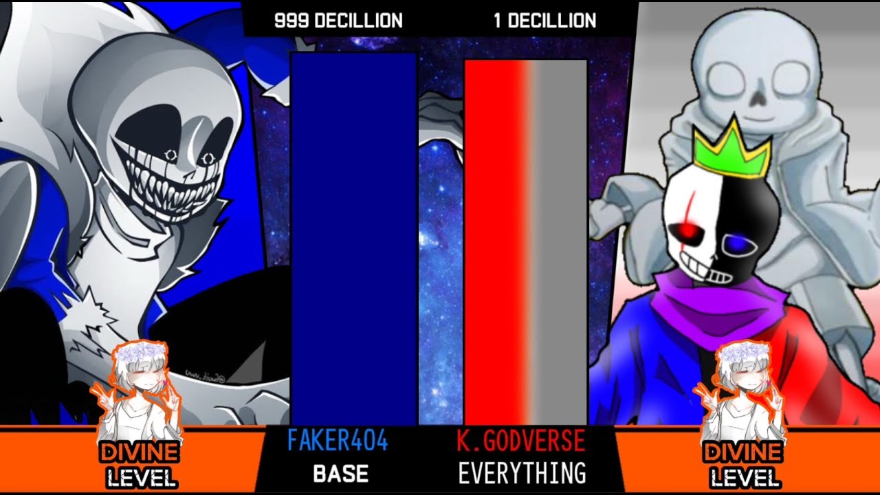 Faker404 VS King Godverse Sans & Everything Sans Power Levels
