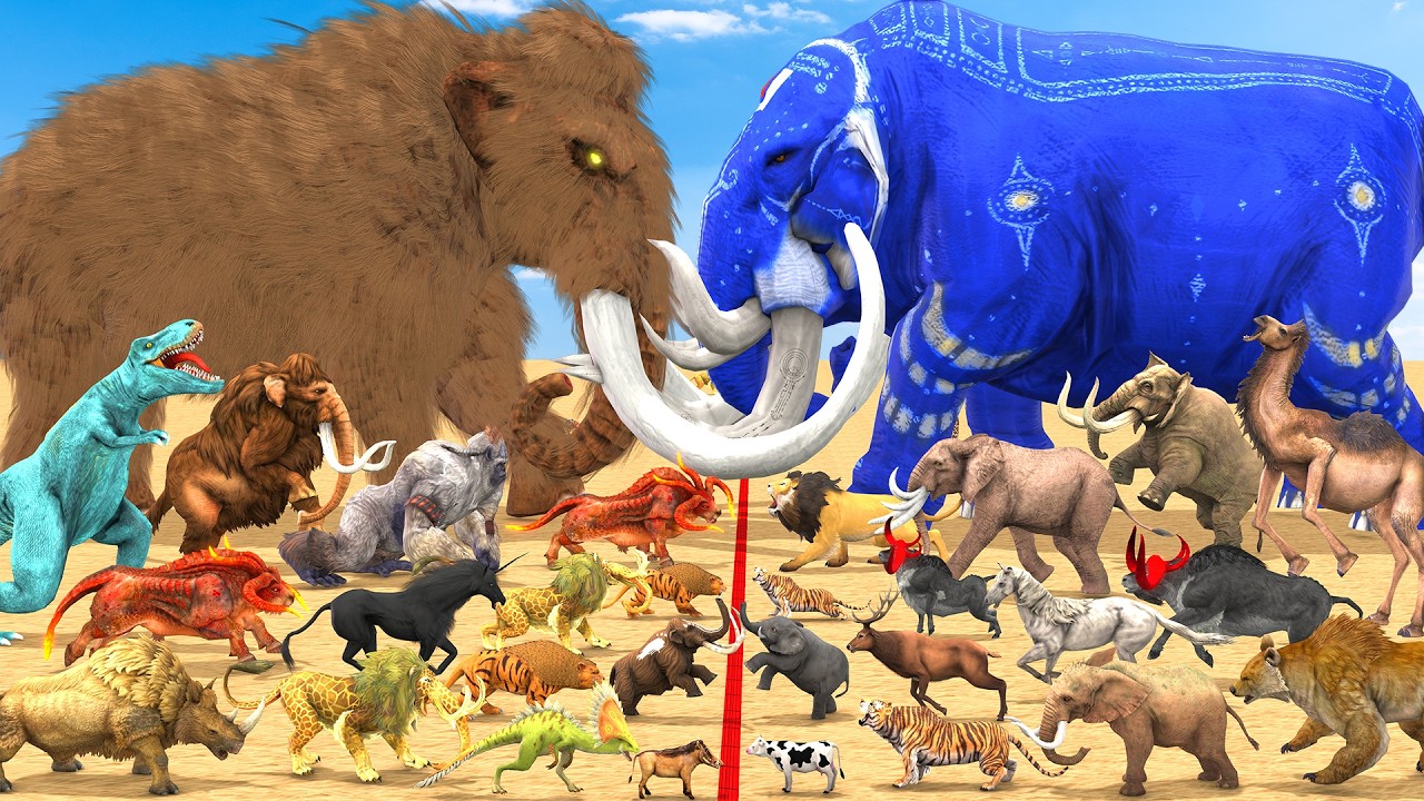 Animal Epic Battle Prehistoric Mammals VS Modern Mammals Size Animal Revolt Battle Simulator