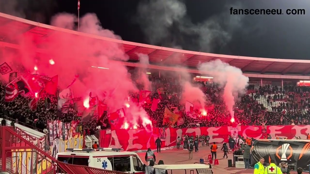 CRVENA ZVEZDA - Lille (26.02.2026) Delije choreo & pyro