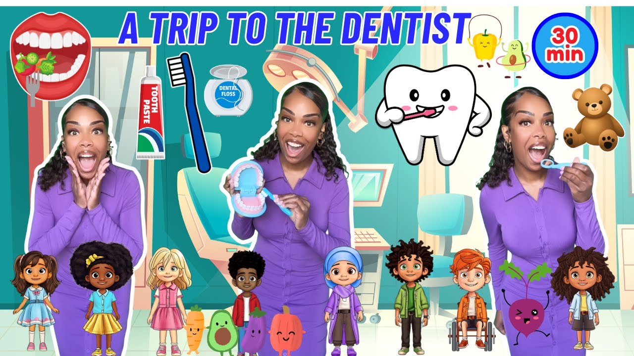 A Trip To The Dentist| Brushing and Flossing| Healthy Foods| Learning with Ms Houston| Kid Songs