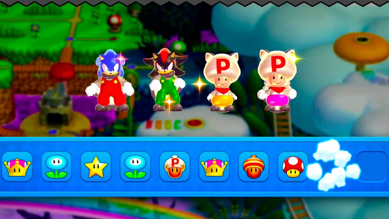 New Super Mario Bros U Deluxe (Sonic, Shadow) – 4 Players Co Op World 5