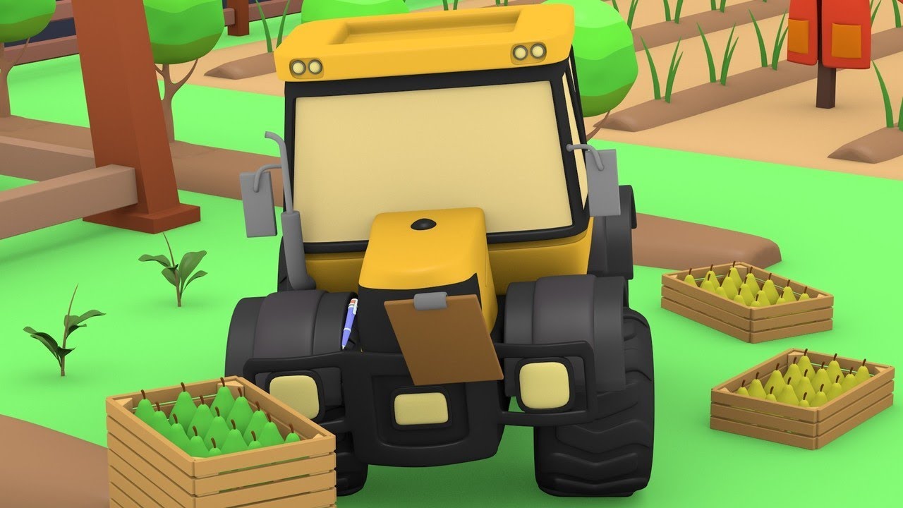 Learning with trucks toys -  Garden - cartoon for kids
