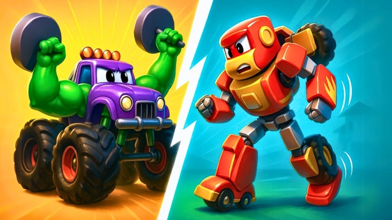 Robofuse 🤖 VS Camión Monstruo 🚗 Dibujos Animados para Niños
