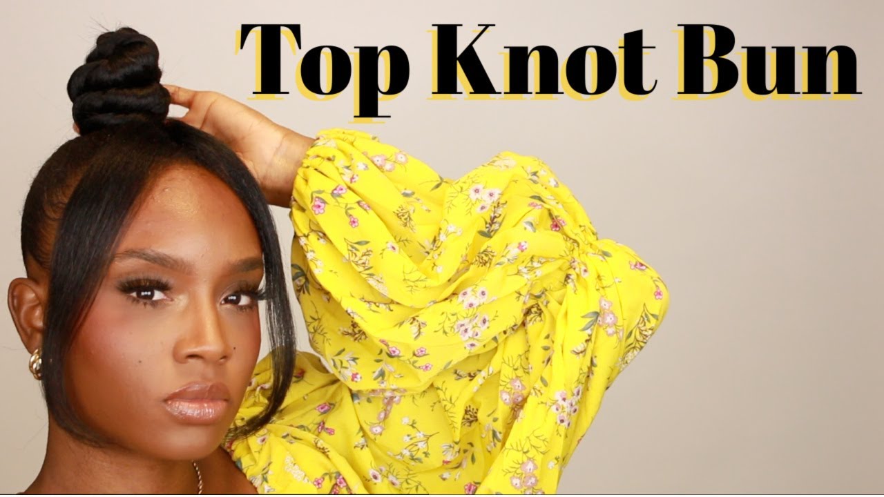NO BOBBY PINS! Top Knot Bun with Bangs - Braiding Hair