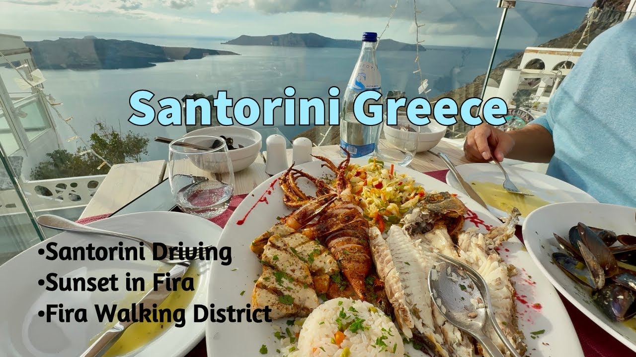 Santorini Greece (Part 2) | Driving in Santorini | Sunset in Fira | Fira Walking District