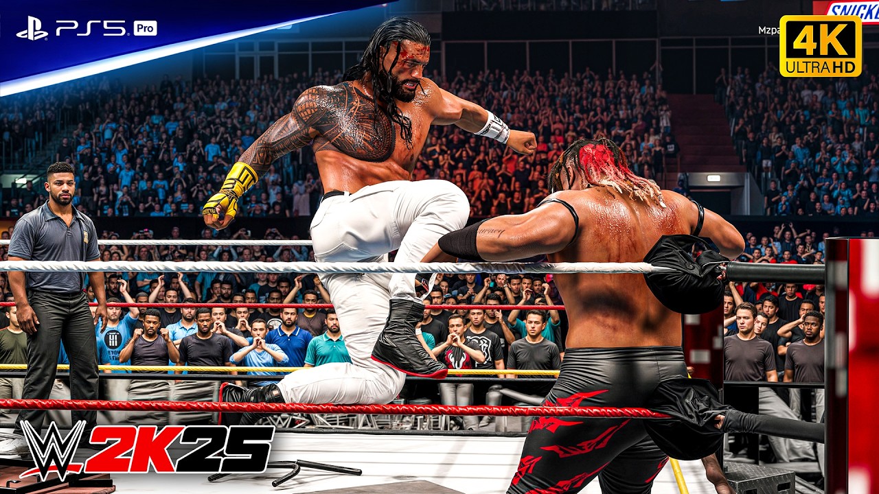 WWE 2K25 - Роман Рейнс против Джейкоба Фату - Полный матч на WrestleMania 42 в Вегасе | PS5™ Pro ...