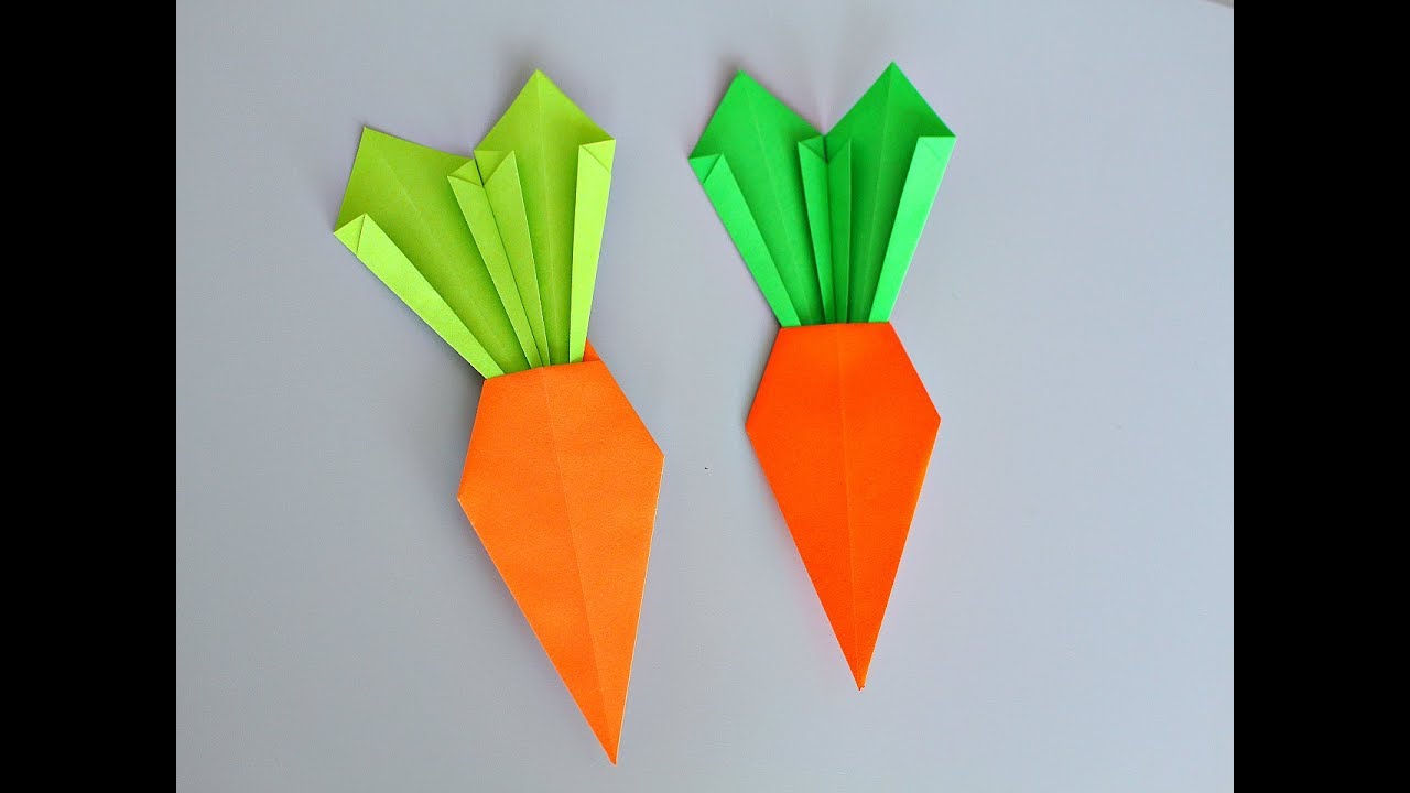 Оригами МОРКОВЬ из бумаги.Origami fácil ZANAHORIA de papel.DIY Easy Paper CARROT
