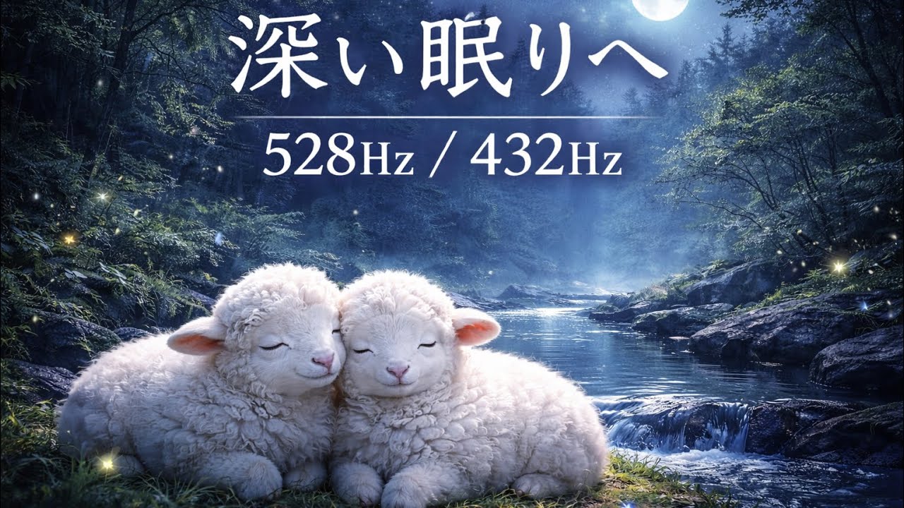 【睡眠導入】528Hz × 432Hz｜小川のせせらぎと深い癒し｜メラトニンを促すヒーリングBGM｜8時間