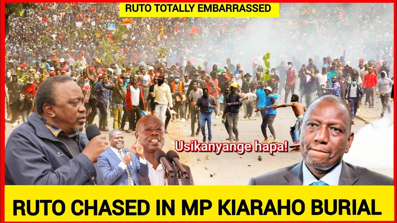 happening now! Ruto heckled &chased at Mp Kiaraho burial in Tigoni farm by angry Gachagua supporters