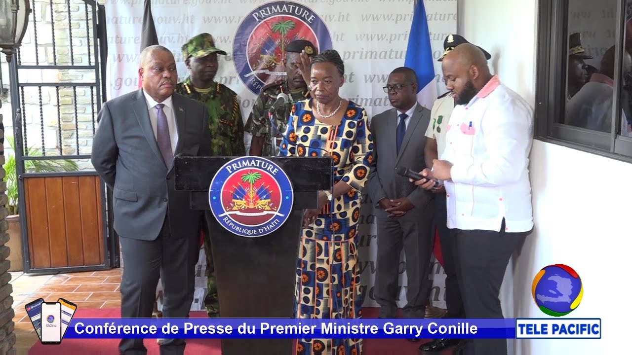 Conf&eacute;rence de Presse du Premier Ministre Garry Conille &agrave; l'arriv&eacute;e des premiers troupes Kenyan