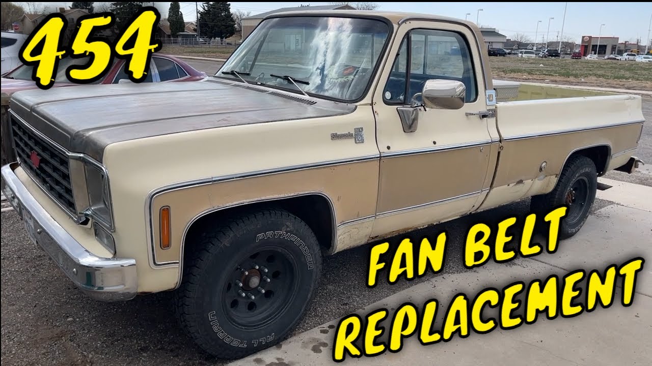 Replace the Fan Belts on a 1976 Chevy C20 Square Body Truck with a 454 Engine.