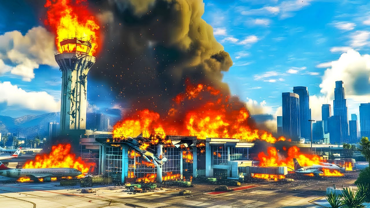 Fire at the GTA 5 Airport Went from BAD to WORSE in 5 Seconds...