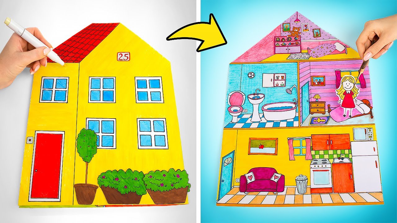Consertando Casas de Bonecas de Papel Quebradas e Fazendo Novas