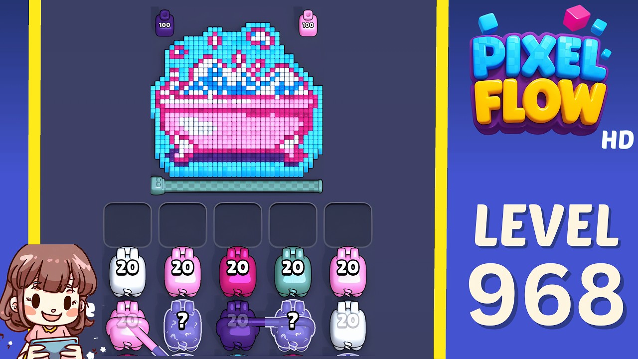 Pixel Flow Level 968 Solution Walkthrough