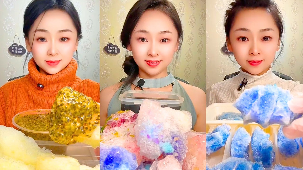Golden Herb Dish Crystal Ice Mix and Blue Frozen Dessert