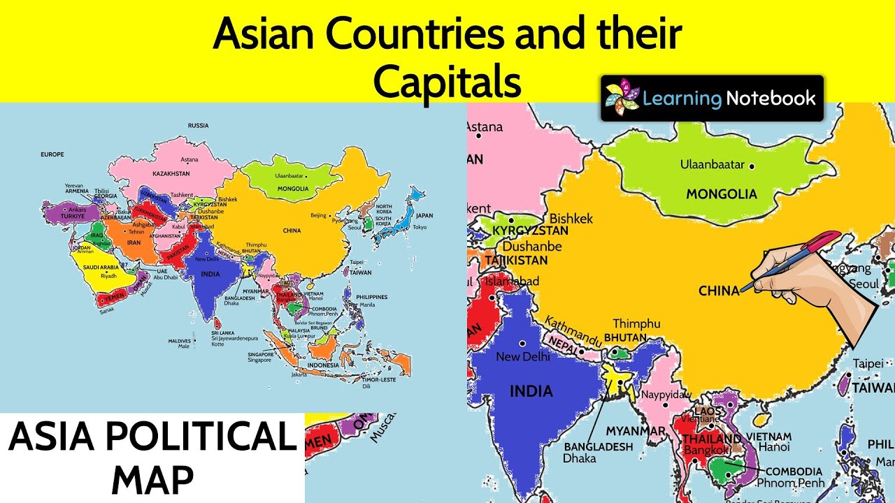 Asian countries and their capitals - Asia political map