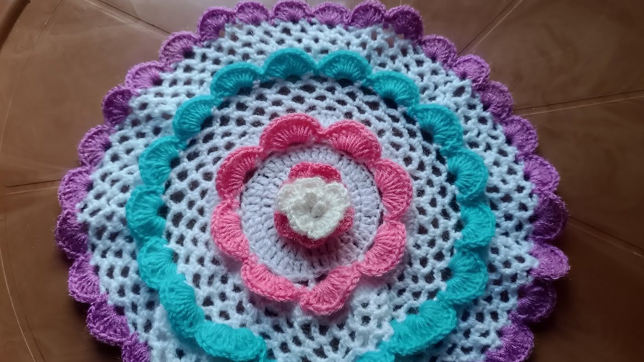 Wow/crochet colourful thalpos, table mat design 🧶❤️#crochetcrosai #knittig #handmade #dreamknitting
