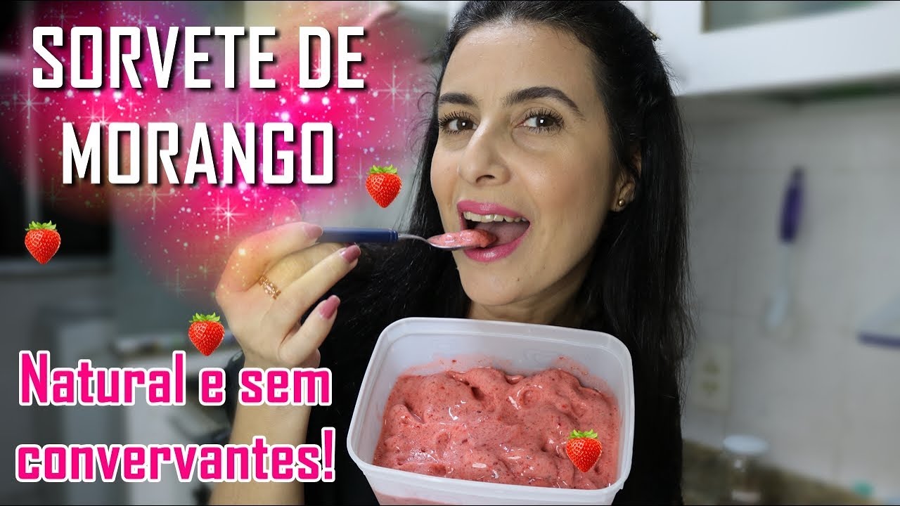 SORVETE DE MORANGO NATURAL E SEM CONSERVANTES!