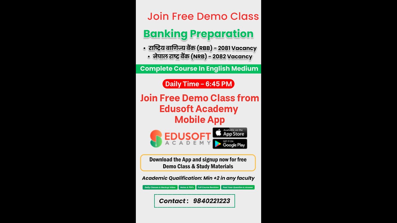 Join Free Demo Class from Edusoft Academy Mobile App | RBBL & NRB new session