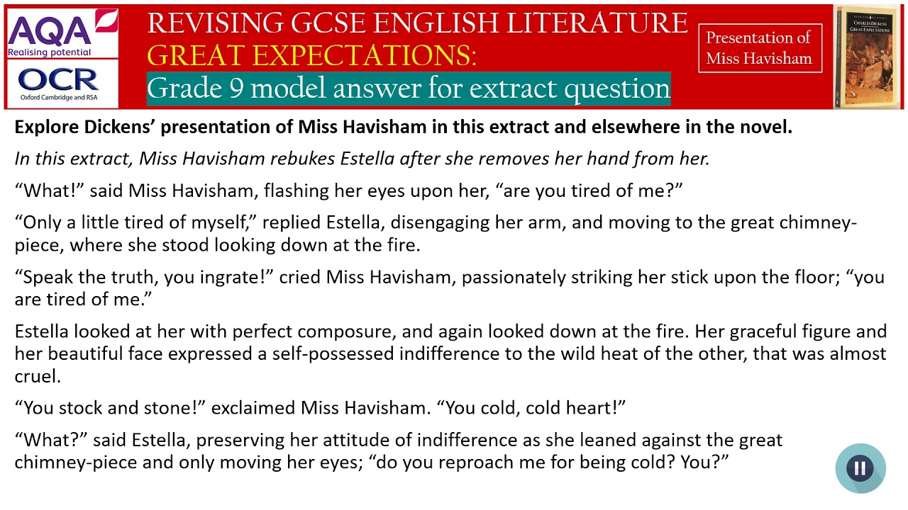 Revising Great Expectations 2 - GCSE English Literature - Grade 9 model answer - extract question