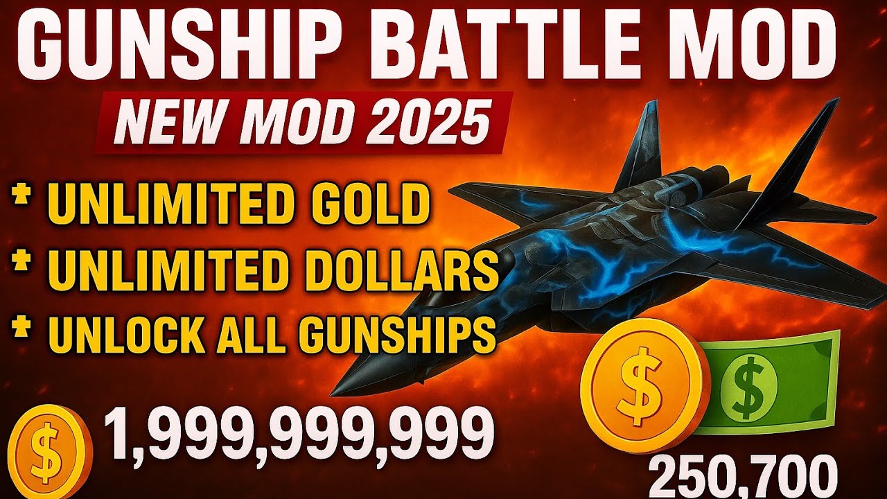 🔥Gunship Battle Mod APK New Update 2025 New Method Unlimited Gold Dollars