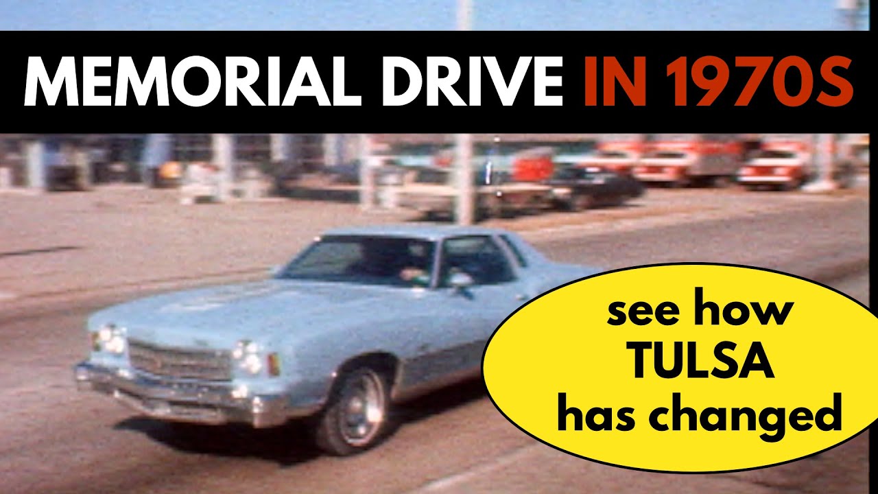 Driving in 1970s in Tulsa Oklahoma - Memorial Drive Under Construction - RARE SCENES