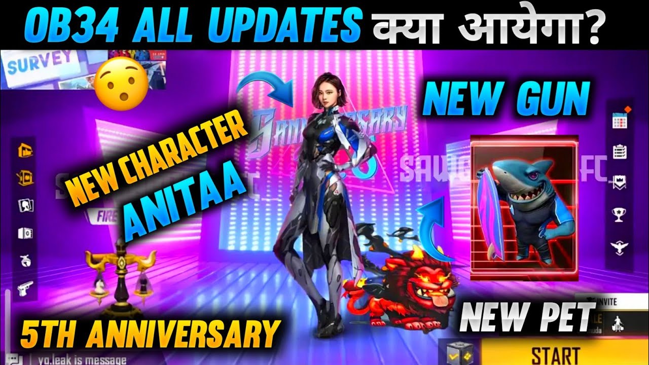 OB 34 UPDATE FREE FIRE | NEW CHARACTER ANITA ABILITY TEST | NEW PET ABILITY TEST OB34 |FF NEW EVENT