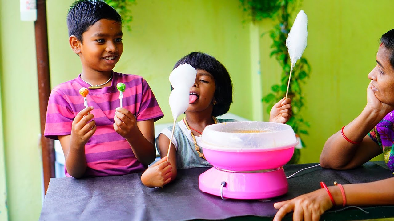 பஞ்சி மிட்டாய் நாங்களே வீட்டில ஈஸியா செஞ்சிட்டோம்.. | Cotton candy making at home