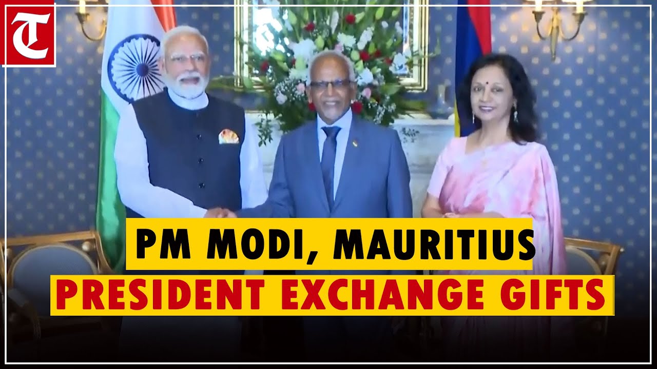 Prime Minister Modi meets Mauritius President Dharam Gokhool, exchange gifts