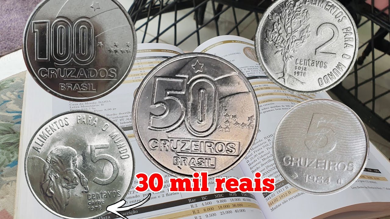 Vou ti mostrar 5 moedas antigas CRUZADO/CRUZEIRO aço inox que vale 30 mil reais .