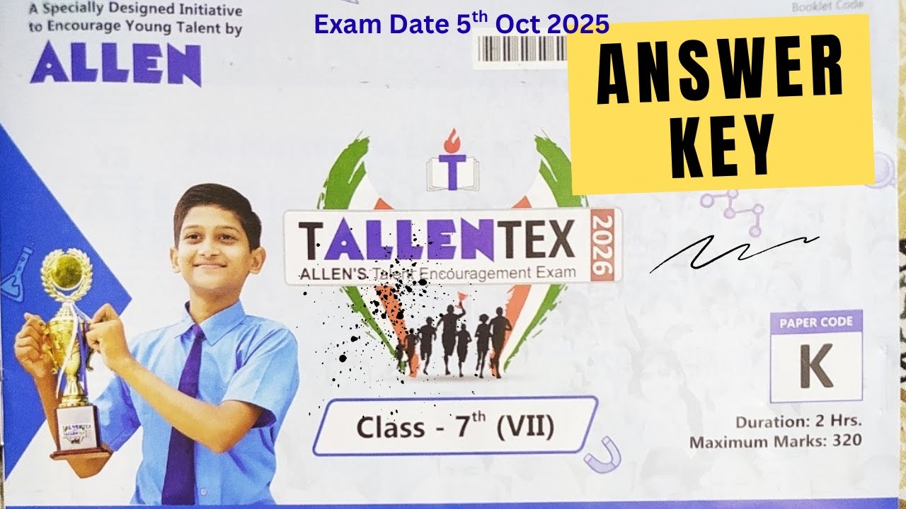 TALLENTEX 2026 Class 7 Question Paper with answer key - 5th October 2025