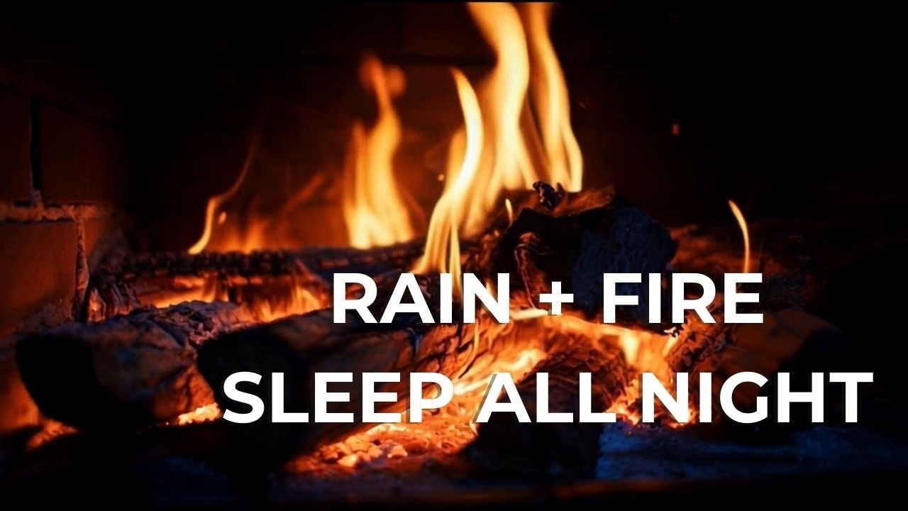 Rain and Fireplace Sounds for Deep Sleep All Night – 10 Hours