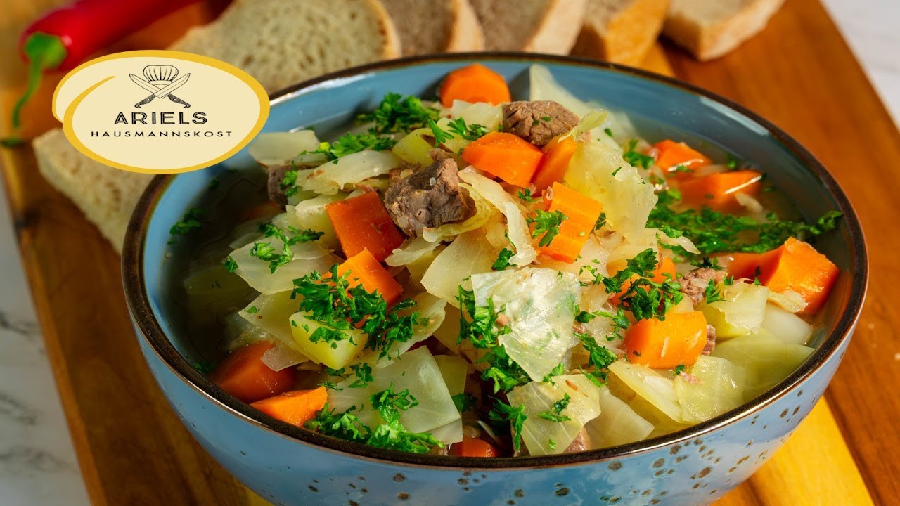 Kohleintopf / Weißkohlsuppe wie bei Oma mit Rindfleisch, Hausmannskost,