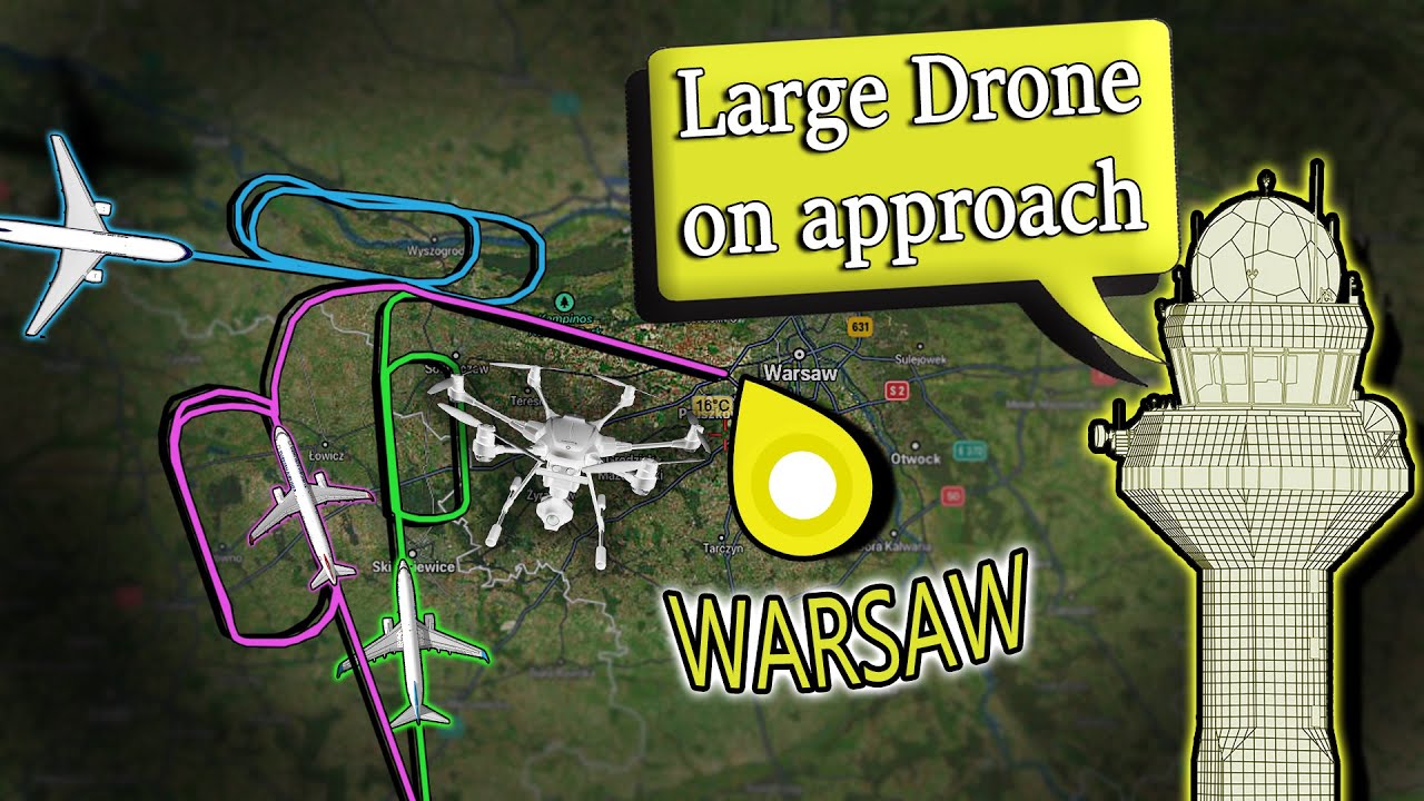 LARGE DRONE CAUSING DISRUPTIONS at Warsaw Airport!