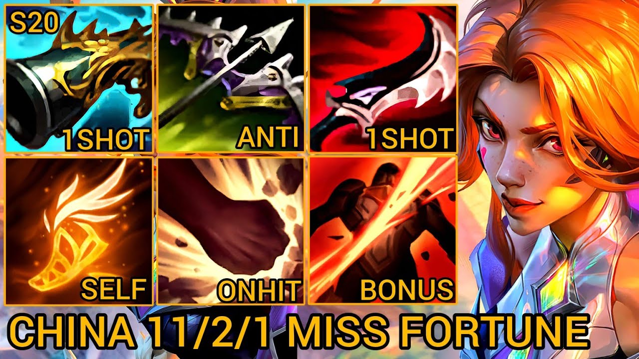 Miss Fortune Duo Lane MVP Rating A+ 11/2/1 - China Wild Rift New Meta Build & Runes By Tiarty