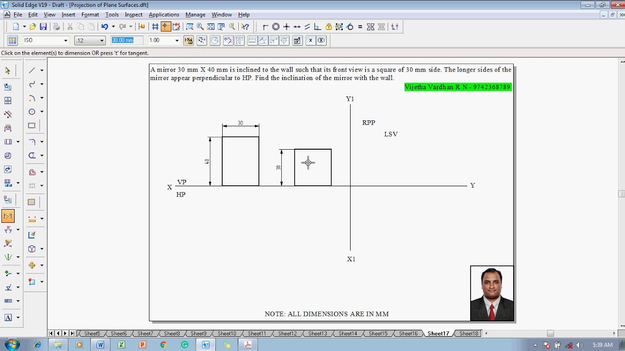 Example 17 on Projection of Plane Surfaces