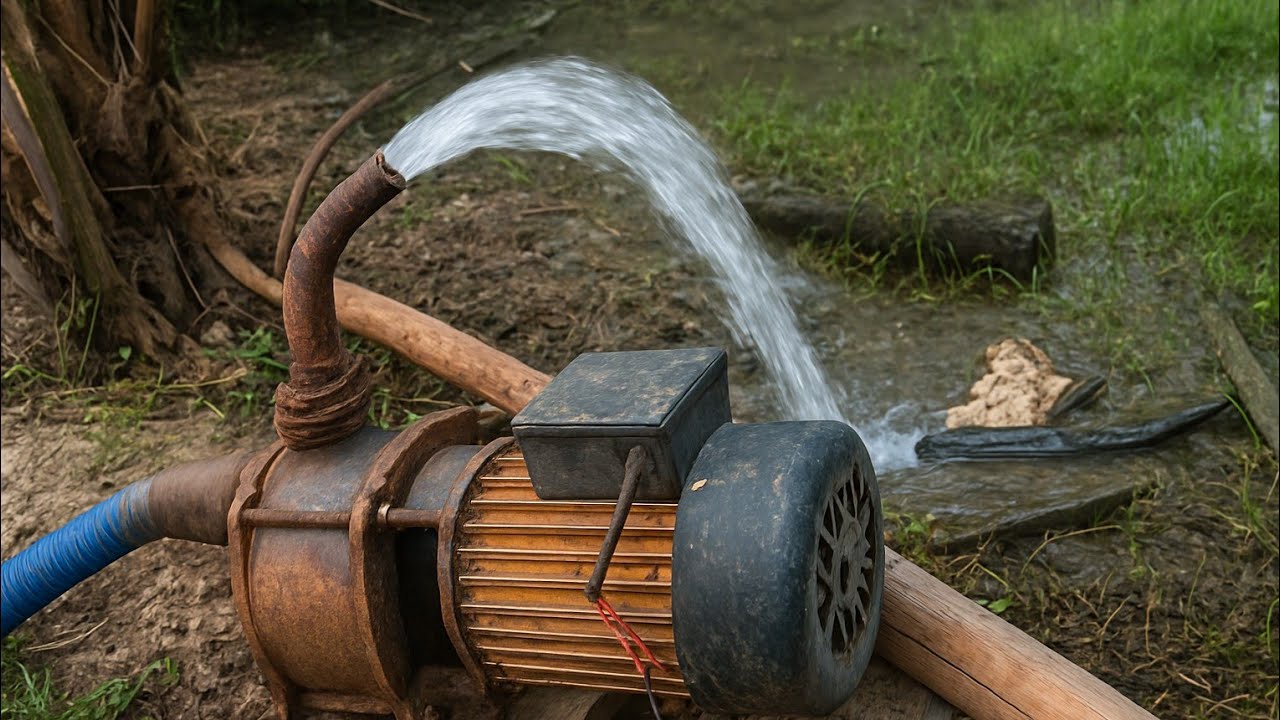  টিউবওয়েল থেকে পানি তোলার পাম্প I pumped water using an old motor mr challenge video #viral 