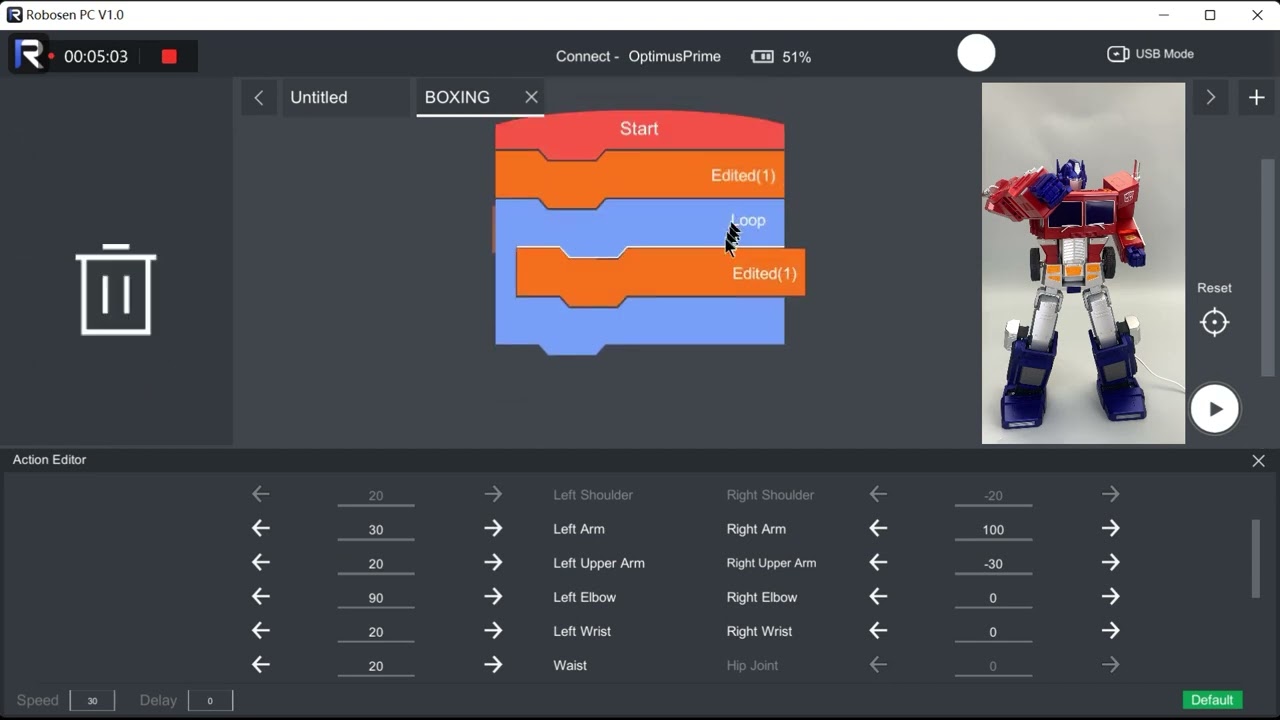 Robosen Optimus Prime Action Programming - Bacis Tutorial