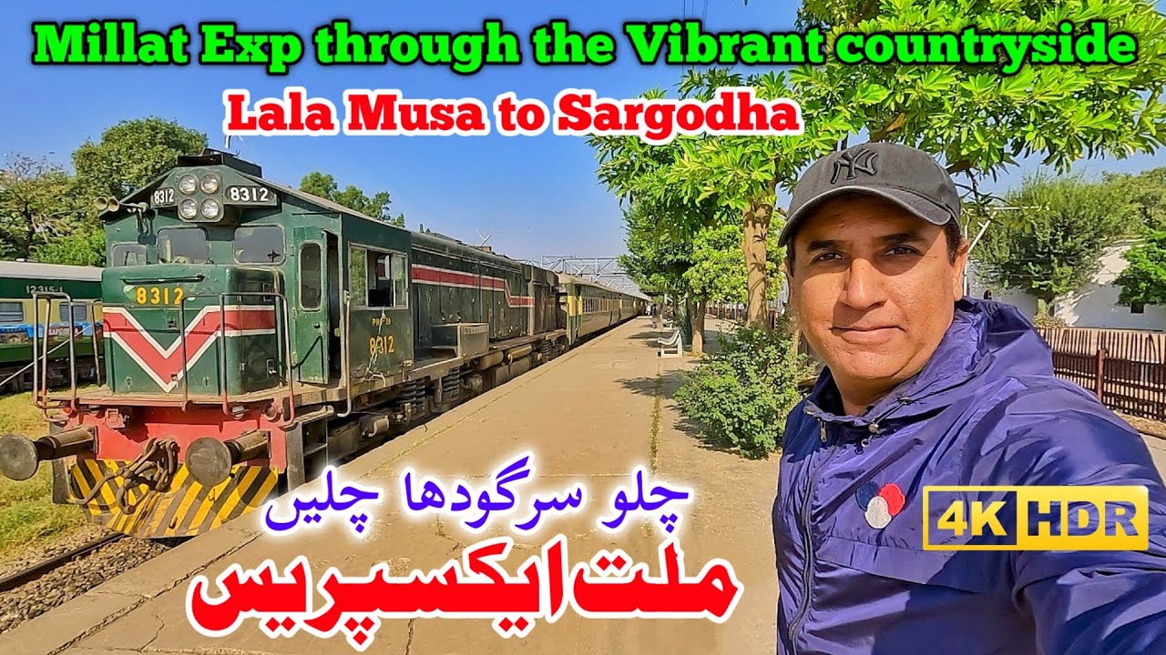 Millat Exp Train Journey | Lala Musa to Sargodha | Stunning 4K HDR Scenery of Punjab's Countryside
