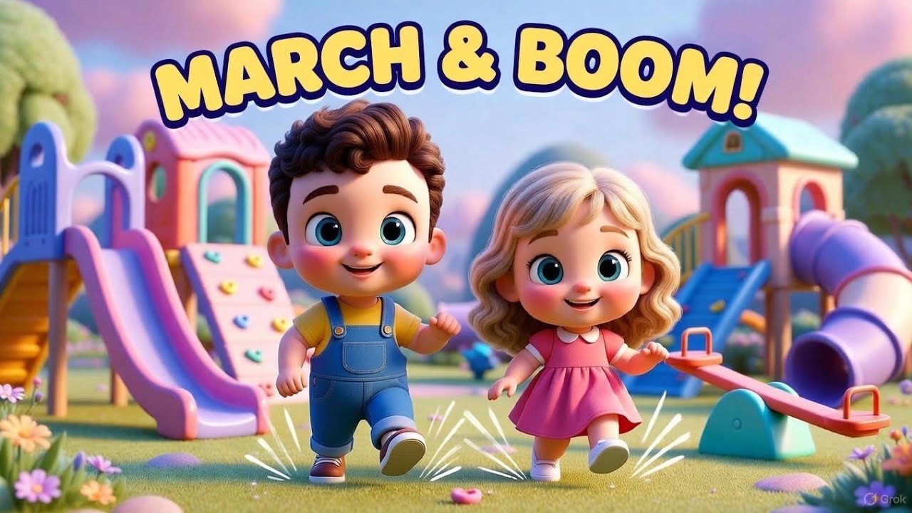 March March Boom Song 🥁 Fun Action Song for Toddlers