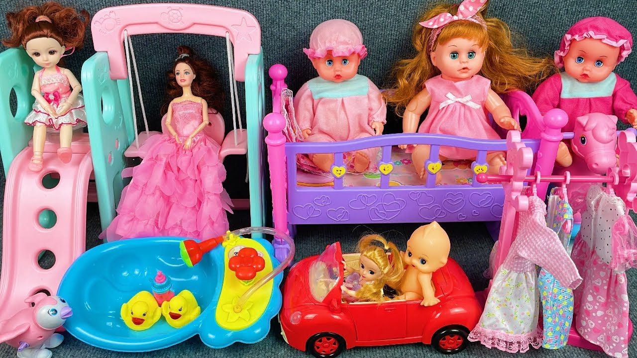12 Minutes Satisfying with Unboxing Toy Slide & Doll Bed Play Set Review Toys | ASMR