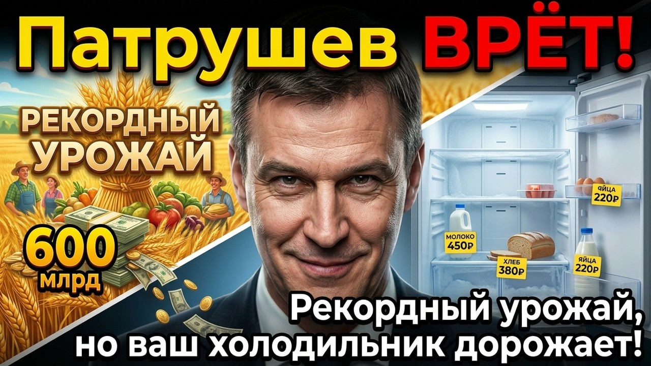 Патрушев ВРЁТ! Рекордный урожай, но ваш холодильник дорожает: куда утекли 600 миллиардов субсидий?