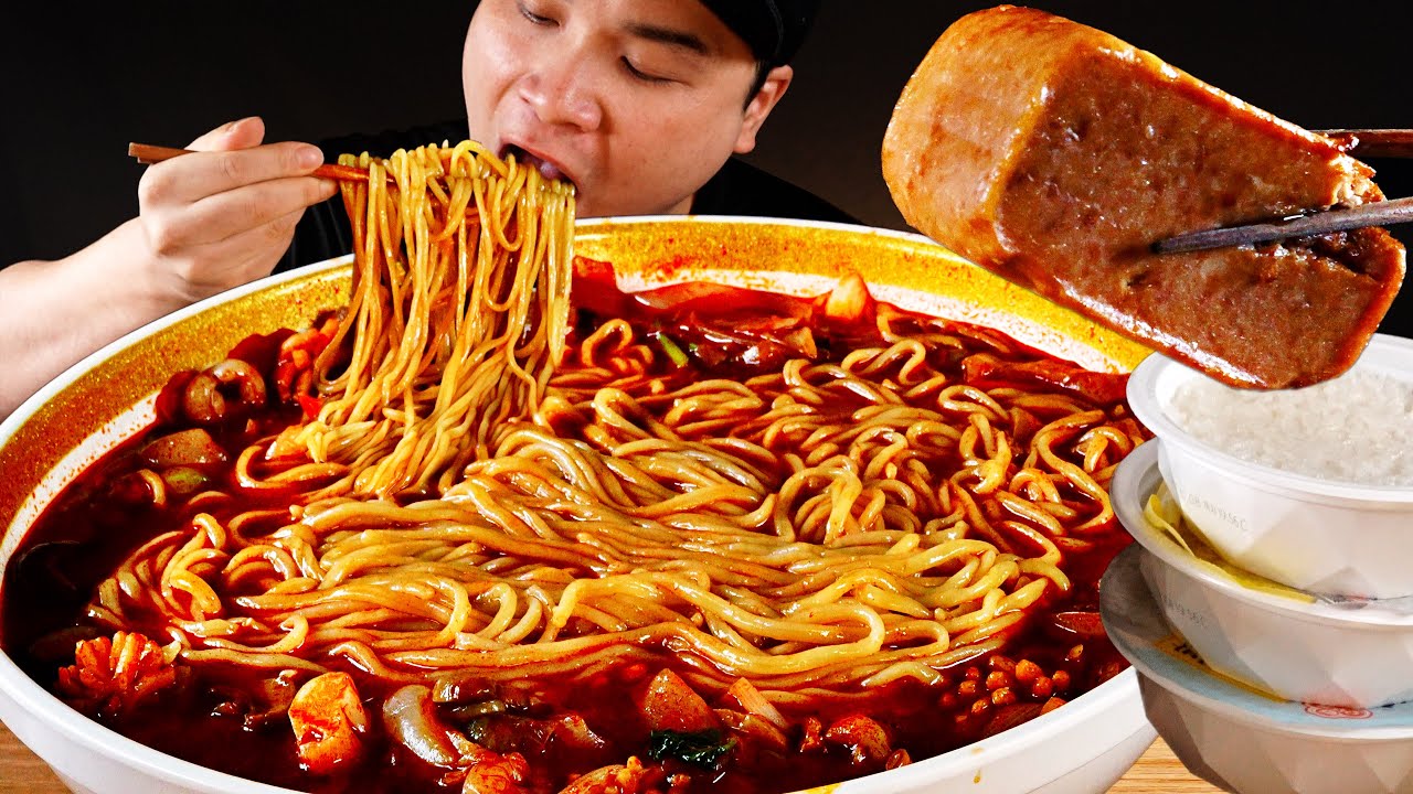 시원하고 얼큰한 삼선짬뽕과 킬바사소세지, 스팸, 밥 먹방~!! 리얼사운드 ASMR social eating Mukbang(Eating Show)