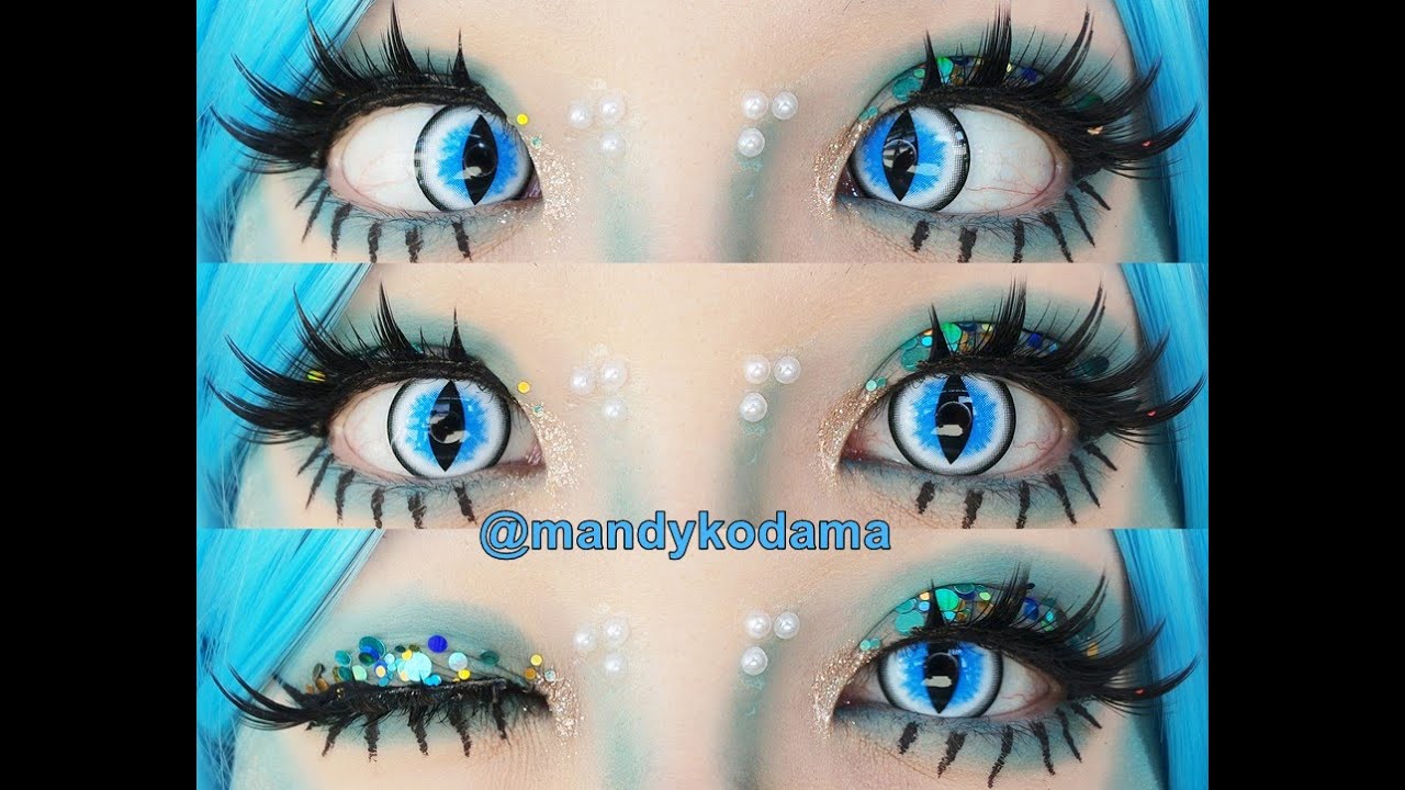 SHOWCASE: Circle Lenses - Sweety Sexy Cat Eye Blue + Rotation Test (Sponsored by Uniqso) on dark eye
