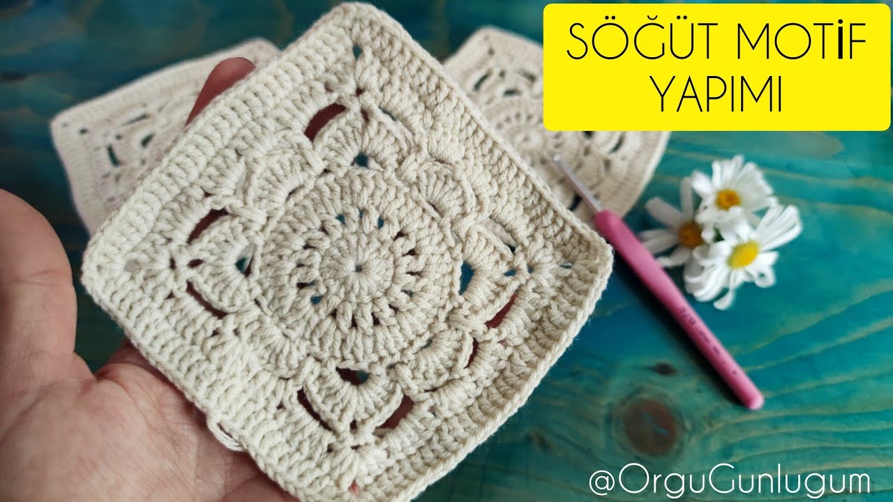 SÖĞÜT MOTİF YAPIMI 🤍 Crochet Blanket 🤍 Kare motif yapımı