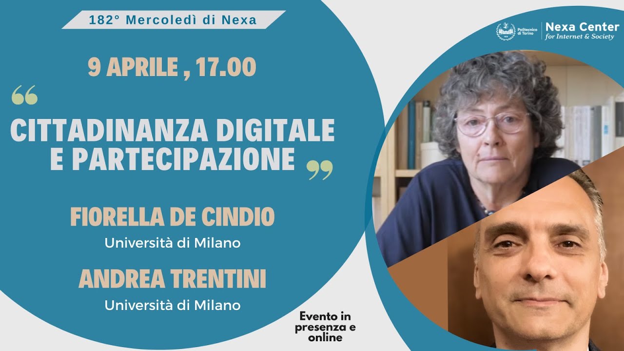 182° Mercoledì di Nexa - Cittadinanza Digitale e Partecipazione
