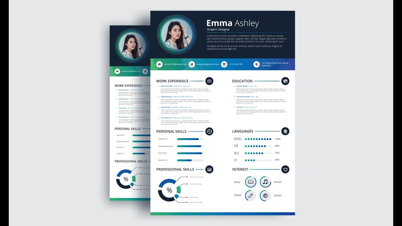 Creative CV/Resume design in Adobe Illustrator CC