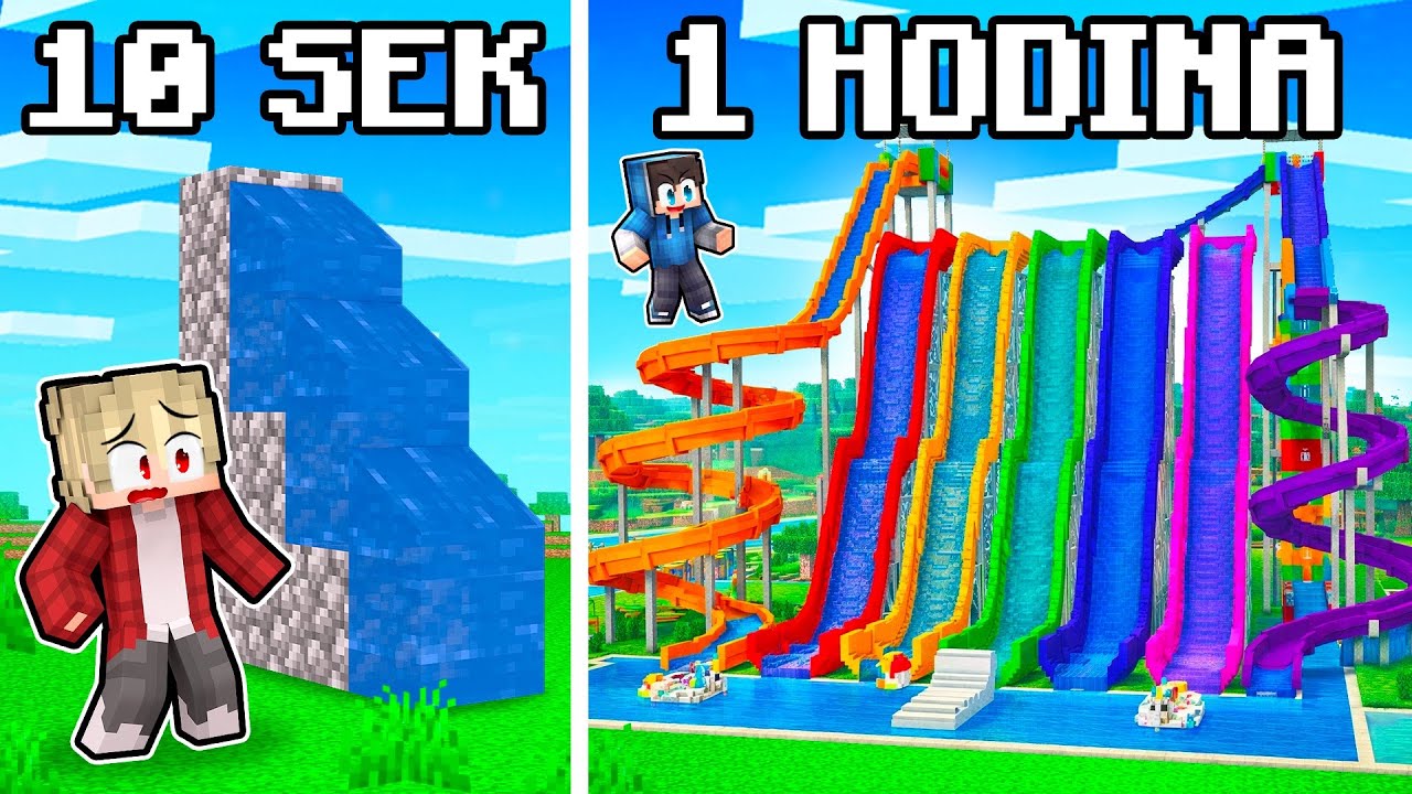 10 SEKUND vs 1 HODINA: AQUAPARK v Minecraftu!